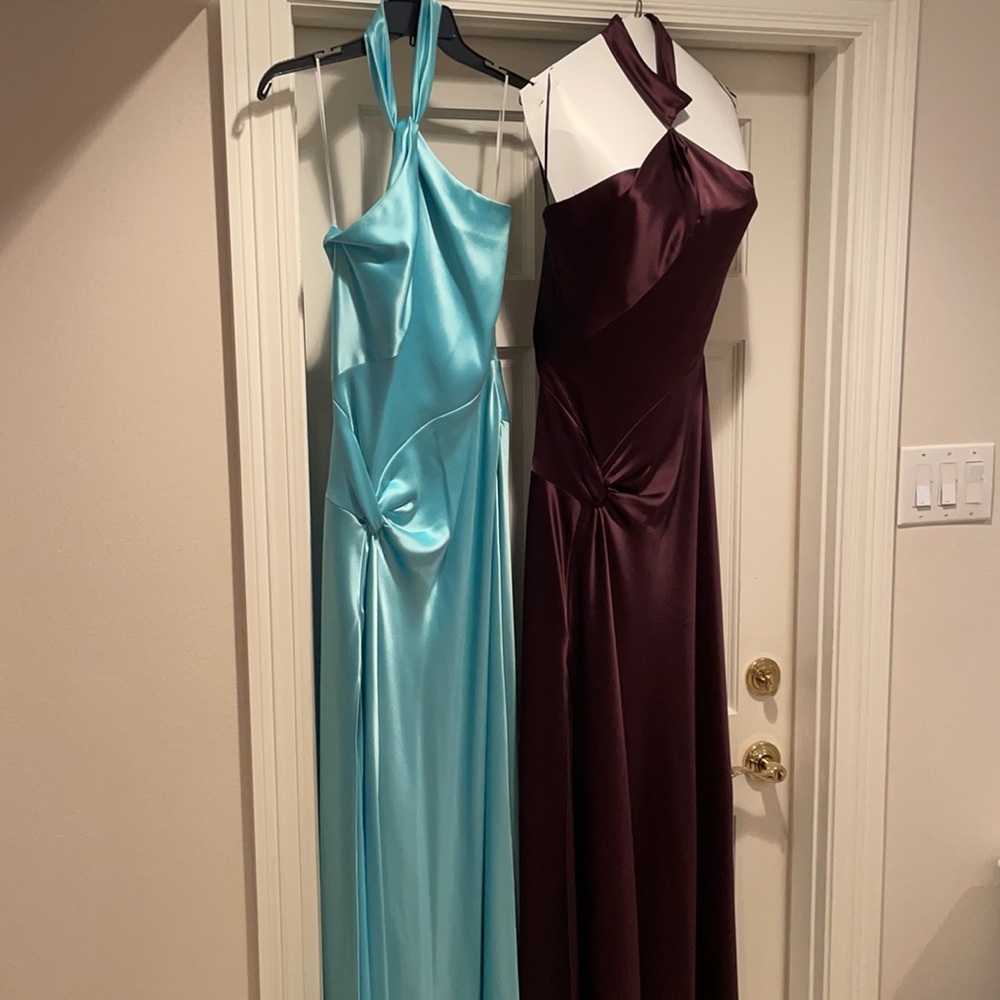 *HOLD - CC* (2) ABS TIFFANY/CHOCOLATE SATIN GOWNS